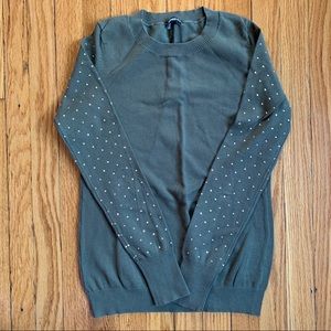 EXPRESS Olive Sweater w/ Gold Embellishments